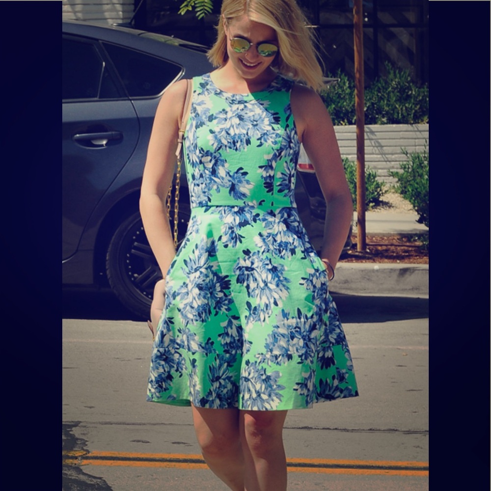 J Crew Green Floral Dress